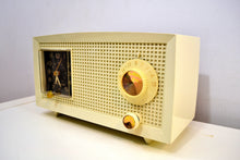Load image into Gallery viewer, Paper White 1959 General Electric Model C-402A Tube AM Clock Radio Totally Restored!