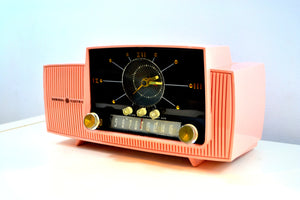SOLD! - March 2, 2019 - Bellefonte Pink 1957 General Electric Model 912D Tube AM Clock Radio - [product_type} - General Electric - Retro Radio Farm