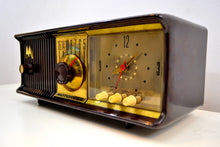 Load image into Gallery viewer, SOLD! - Feb. 23, 2020 - Chocolate 1956 Motorola Model 56CD Vacuum Tube AM Clock Radio Great Looks Near Mint Condition! - [product_type} - Motorola - Retro Radio Farm