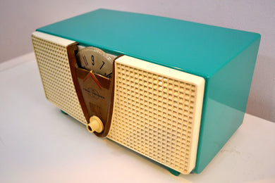 SOLD! - Feb 7, 2020 - Turquoise Twin Speaker Retro Vintage 1959 Philco Model E-816-124 AM Tube Radio Totally Restored!