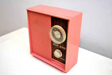 SOLD! - Feb 15, 2020 - Barbie Pink and Wood Grain Retro General Electric AM Solid State Radio Rare!