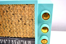 Load image into Gallery viewer, Ming Turquoise 1957-1958 Silvertone Model 8011 Vacuum Tube AM Radio Twin Speaker Mid Century Charmer! - [product_type} - Sylvania - Retro Radio Farm