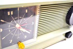 SOLD! - Feb 16, 2020 - Eldorado Avocado 1955 Arvin Model 5571 Vacuum Tube AM Clock Radio Rare Color! - [product_type} - Arvin - Retro Radio Farm