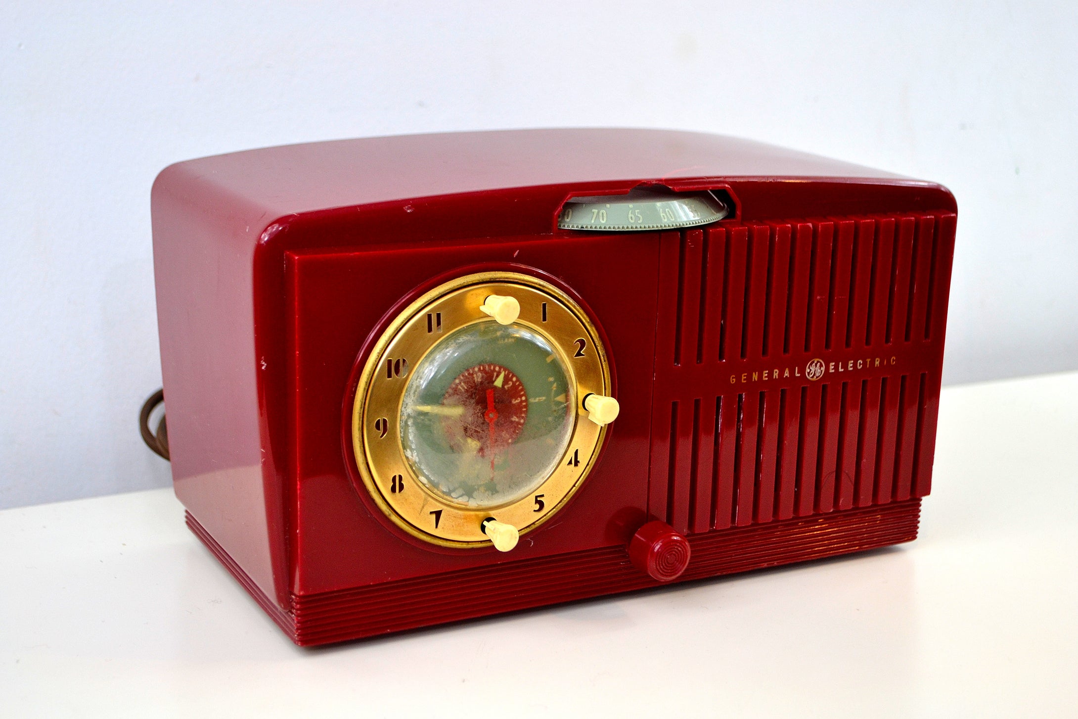 SOLD! - Feb 17, 2019 - Ruby Red Vintage 1954 General Electric Model 556 AM Tube Radio - [product_type} - General Electric - Retro Radio Farm