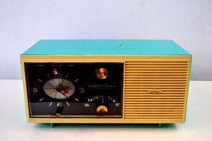 SOLD! - Oct 28, 2019 - Aqua Blue 1959 Admiral Y3048 Tube AM Radio Alarm Clock - [product_type} - Admiral - Retro Radio Farm