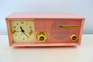 SOLD! - May 28, 2019 - Capri Pink Motorola 1957 Model 5C13P Clock Radio - [product_type} - Motorola - Retro Radio Farm