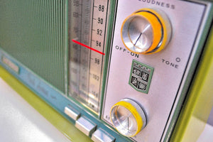AM FM Olive Green and Grey Blue 1962 Magnavox "Park Avenue" Model FM042 Vacuum Tube Radio Loud Clear Sounding! - [product_type} - Magnavox - Retro Radio Farm
