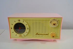 SOLD! - Feb 20, 2019 - Vintage Pink and White 1955 Admiral 5C4 AM Clock Radio Works! - [product_type} - Admiral - Retro Radio Farm