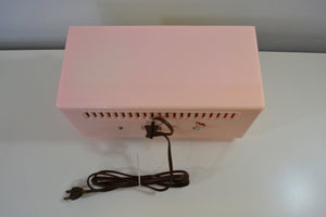 SOLD! - Feb 20, 2019 - Vintage Pink and White 1955 Admiral 5C4 AM Clock Radio Works! - [product_type} - Admiral - Retro Radio Farm