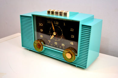 Ocean Turquoise 1959 Philco Model H764-124 AM Tube Clock Radio Totally Restored!