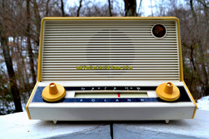 SOLD! - Apr 8, 2018 - BLUETOOTH MP3 Ready - Meringue Yellow Mid Century Retro Vintage 1955 Roland Model 51184 Tube AM Radio Near Mint! - [product_type} - Roland - Retro Radio Farm