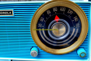 SOLD! - May 18, 2018 - POSEIDON BLUE Mid Century Vintage 1963 Motorola Model A18B49 AM Tube Radio Excellent Condition! - [product_type} - Motorola - Retro Radio Farm