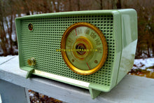 Load image into Gallery viewer, SOLD!- Sept. 9, 2018 - BLUETOOTH MP3 Ready - Julep Green Mid Century Retro Vintage 1956 RCA Victor Model 6-X-7C AM Tube Radio Excellent Condition! - [product_type} - RCA Victor - Retro Radio Farm