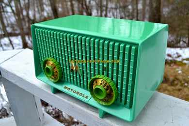 SOLD! - Apr 28, 2018 - SEA GREEN  Mid Century Vintage 1957 Motorola Model 56R AM Tube Radio Rare! Works Great!