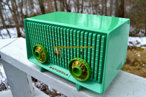 SOLD! - Apr 28, 2018 - SEA GREEN  Mid Century Vintage 1957 Motorola Model 56R AM Tube Radio Rare! Works Great! - [product_type} - Motorola - Retro Radio Farm