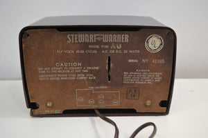 SOLD! - Feb 21, 2020 - Mocha Brown Bakelite Vintage 1952 Stewart Warner Model 9160 Vacuum Tube Radio Sweet Little Tunester! - [product_type} - Stewart Warner - Retro Radio Farm