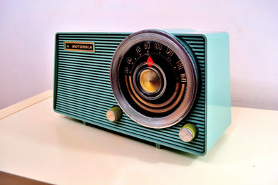 SOLD! - Jan. 8, 2020 - Powder Grey Blue Vintage 1963 Motorola Model A18B49 AM Tube Radio