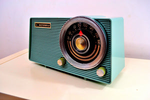 SOLD! - Jan. 8, 2020 - Powder Grey Blue Vintage 1963 Motorola Model A18B49 AM Tube Radio - [product_type} - Motorola - Retro Radio Farm