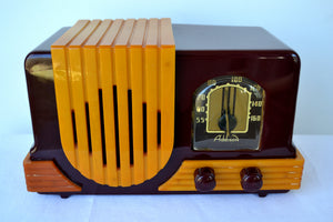 Maroon Red and Yellow Waterfall 1947 Addison Model B2E Catalin AM Vacuum Tube Radio Breathtaking! - [product_type} - Addison - Retro Radio Farm