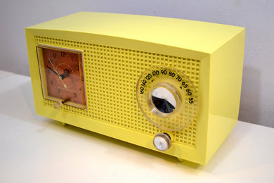 Daffodil Yellow Vintage 1959 General Electric Model C-435A Tube Radio Brighten Up Your Day!