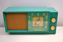 Charger l&#39;image dans la galerie, Seafoam Green Supreme Silvertone 1956 Model 7008 AM Tube Radio An Eyeful and Earful of 50s Charm!! - [product_type} - Silvertone - Retro Radio Farm