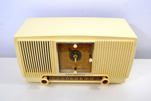Ivory Vanilla 1953 General Electric Model 547 Retro AM Clock Radio Works Great! - [product_type} - General Electric - Retro Radio Farm