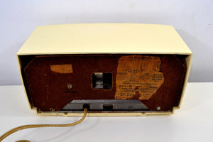 Ivory Vanilla 1953 General Electric Model 547 Retro AM Clock Radio Works Great! - [product_type} - General Electric - Retro Radio Farm