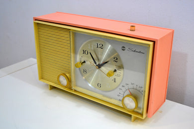 Peaches and Cream 1961 Silvertone Model 2038 AM Vacuum Tube Clock Radio Sounds Fantastic!