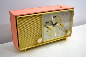 Peaches and Cream 1961 Silvertone Model 2038 AM Vacuum Tube Clock Radio Sounds Fantastic! - [product_type} - Silvertone - Retro Radio Farm