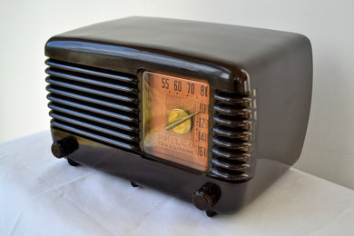 SOLD! - Mar 2, 2020 - Art Deco Brown Bakelite Vintage 1949 Philco Transitone 49-500 AM Radio Popular Design Back In Its Day!