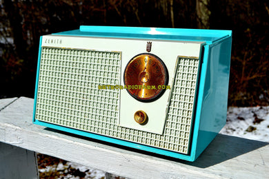 SOLD! - Nov 21, 2018 - Bel-Air Blue And White 1955 Zenith Model F510 AM Tube Retro Radio