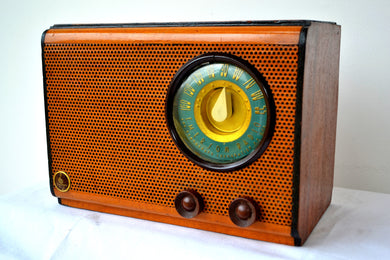 SOLD! - Mar 5, 2020 - Vintage Wood Pinhole Design Front 1946 Emerson Model 503 Vacuum Tube AM Radio Works Great!