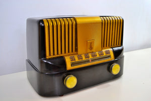 SOLD - March 4, 2019 - "THE MODERNE" 1949 Emerson Model 561A Black Bakelite AM Tube Radio Golden Age Beauty! - [product_type} - Emerson - Retro Radio Farm