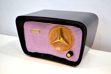 SOLD! - Mar 5, 2020 - Black and Pink 1959 Travler Model T-204 AM Tube Radio Cute As A Button!