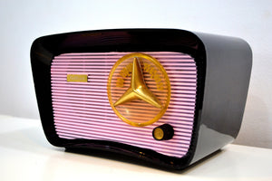 SOLD! - Mar 5, 2020 - Black and Pink 1959 Travler Model T-204 AM Tube Radio Cute As A Button! - [product_type} - Travler - Retro Radio Farm