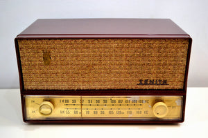 SOLD! - Mar 5, 2020 - Wine Red Vintage 1958 Zenith A724R AM/FM Tube Radio A True Sound Blaster! - [product_type} - Zenith - Retro Radio Farm