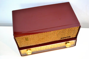 SOLD! - Mar 5, 2020 - Wine Red Vintage 1958 Zenith A724R AM/FM Tube Radio A True Sound Blaster! - [product_type} - Zenith - Retro Radio Farm
