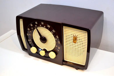 Savanna Brown and White 1955 Zenith Y723 AM/FM Tube Radio Gorgeous and Sounds Magnifico!