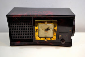 Mocha Amber Rose 1953 Jewel Model 5125-U Vacuum Tube AM Clock Radio Uniqueness at Every Angle! - [product_type} - Jewel - Retro Radio Farm
