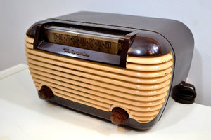 Cappaccino and Cream Bakelite 1948 Motorola Model 77X-M21 Vintage Vacuum Tube AM FM Radio Deco Beauty! - [product_type} - Motorola - Retro Radio Farm