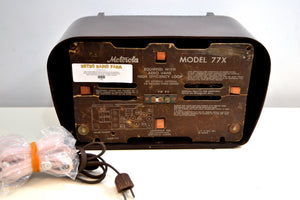 Cappaccino and Cream Bakelite 1948 Motorola Model 77X-M21 Vintage Vacuum Tube AM FM Radio Deco Beauty! - [product_type} - Motorola - Retro Radio Farm