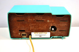 Faberge Turquoise and Gold 1957 Bulova Model 100 AM Clock Radio Simply Fabulous! - [product_type} - Bulova - Retro Radio Farm