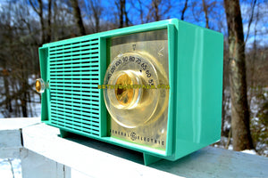 SOLD! - Mar 14, 2018 - BLUETOOTH MP3 READY SEA GREEN Mid Century Vintage 1959 General Electric Model T-129C Tube Radio - [product_type} - General Electric - Retro Radio Farm
