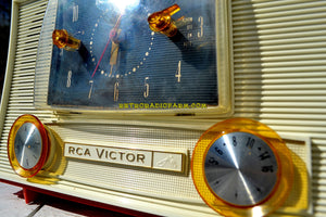 SOLD! - Dec 1, 2018 - Chinook Pink 1957 RCA Victor Model 3RD49 AM Tube Clock Radio - [product_type} - RCA Victor - Retro Radio Farm
