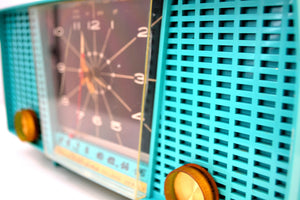 Ocean Turquoise Seafoam 1959 Electrohome Model 5C-18 AM Tube Clock Radio Totally Restored! - [product_type} - Electrohome - Retro Radio Farm