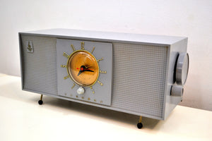 Tunis Grey 1956 Emerson 824 Tube AM Clock Radio Totally Restored! - [product_type} - Emerson - Retro Radio Farm