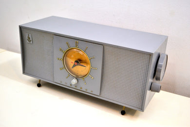 Tunis Grey 1956 Emerson 824 Tube AM Clock Radio Totally Restored!