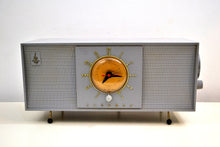 Load image into Gallery viewer, Tunis Grey 1956 Emerson 824 Tube AM Clock Radio Totally Restored! - [product_type} - Emerson - Retro Radio Farm