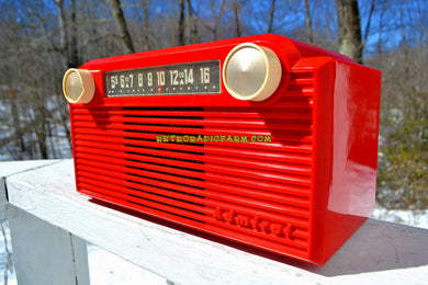 SOLD! - July 26, 2018 - VERMILION Red 1952 Admiral 5G35N AM Tube Radio Stunning Rare and Totally Restored!