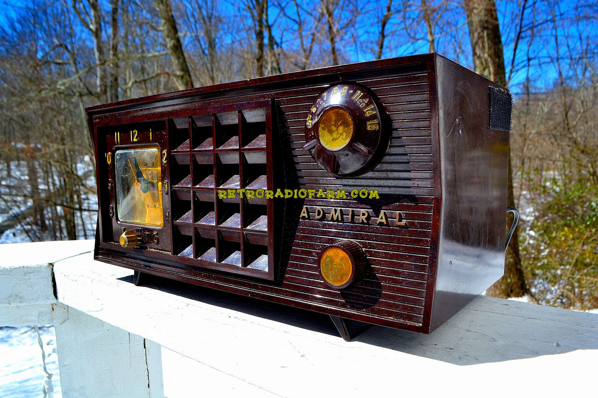 BLUETOOTH MP3 Ready - Brown Marbled 1955 Admiral Model 251 AM Tube ...